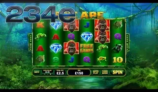 Tampilan visual slot Epic Ape dengan tema hutan rimba dan simbol gorila.